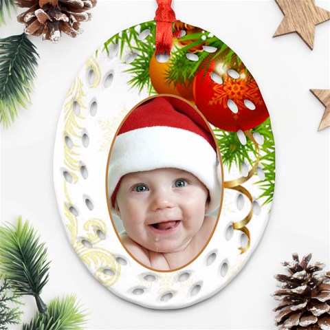 Christmas Oval Filigree Ornament (2 Sided) By Deborah Back