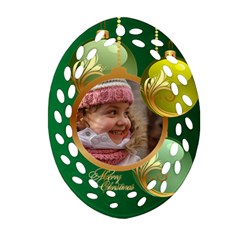 Green Christmas filigree Oval Ornament (2 sided) - Oval Filigree Ornament (Two Sides)
