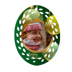 Green Christmas filigree Oval Ornament (2 sided) - Oval Filigree Ornament (Two Sides)