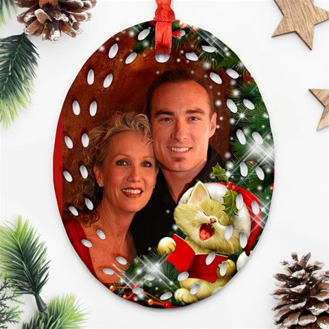 Sing Merry Christmas Filigree Oval Ornament(2 Sided) By Deborah Back