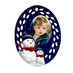 Snowmen Filigree Oval Ornament (2 sided) - Oval Filigree Ornament (Two Sides)