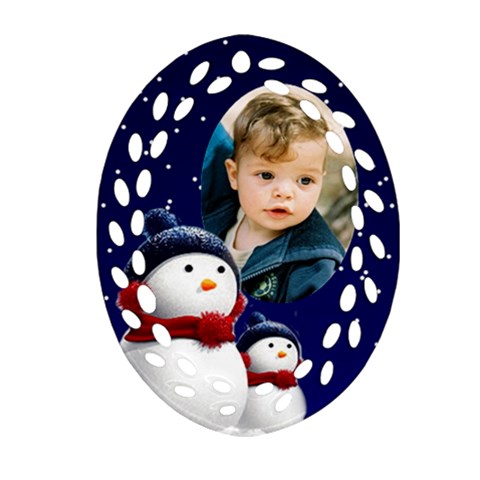Snowmen Filigree Oval Ornament (2 Sided) By Deborah Back