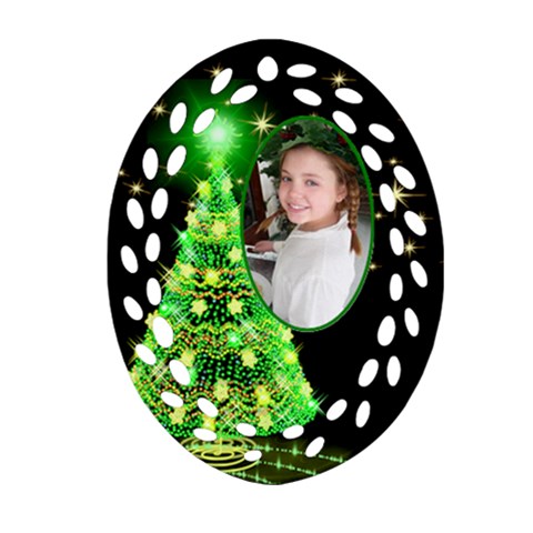 Green Christmas Tree Filigee Ornament (2 Sided) By Deborah Front