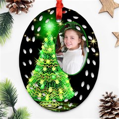 Green Christmas Tree Filigee Ornament (2 sided) - Oval Filigree Ornament (Two Sides)