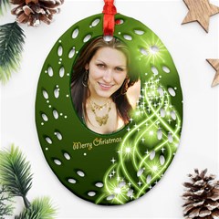 Christmas Filigree Oval Ornament 7 (2 sided) - Oval Filigree Ornament (Two Sides)