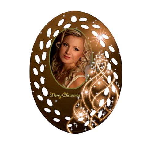 Christmas Filigree Oval Ornament 6 (2 Sided) By Deborah Front