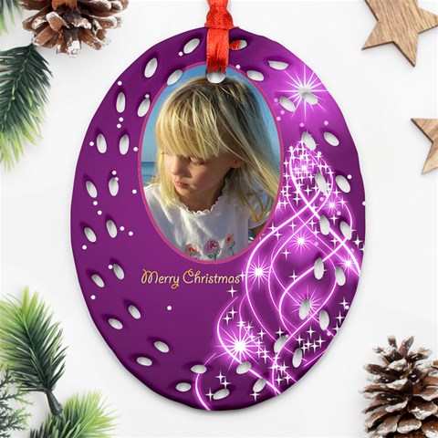 Christmas Filigree Oval Ornament 4 (2 Sided) By Deborah Front