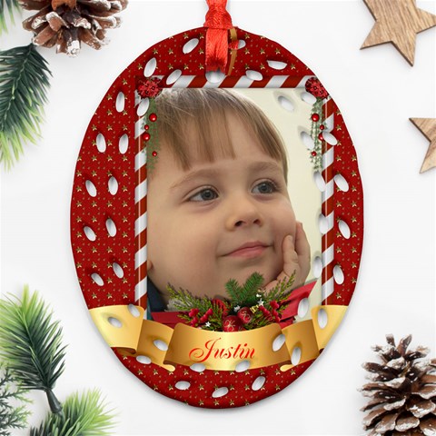 Christmas Filigree Oval Ornament 1 (2 Sided) By Deborah Back