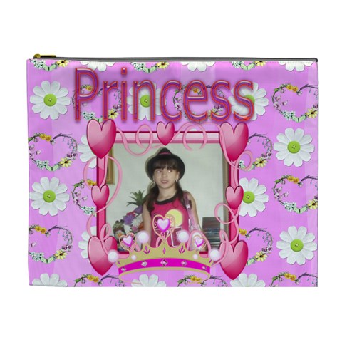 Pink Princess Cosmetic Bag Xl 2 Sides By Kim Blair Front