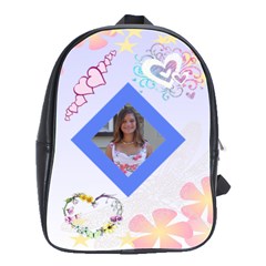 hearts and flowers book bag - School Bag (Large)