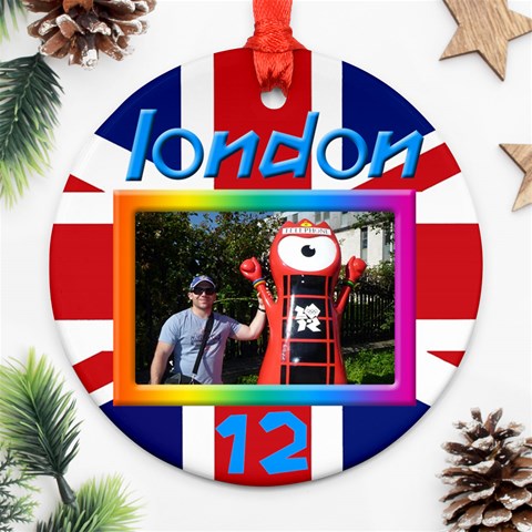 London 12 Round Ornament (2 Sided) By Deborah Front