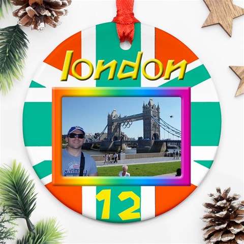My London 2 Round Ornamant (2 Sided) By Deborah Front