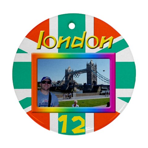 My London 2 Round Ornamant (2 Sided) By Deborah Front