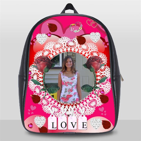 Hearts And Roses Large Bookbag By Kim Blair Front