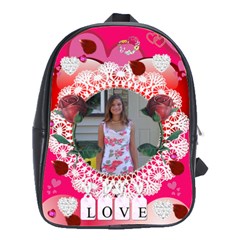 Hearts and Roses large bookbag - School Bag (Large)