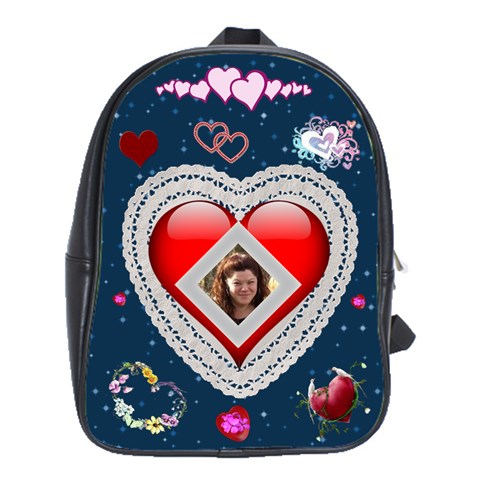 Lace Heart School Bag Large By Kim Blair Front
