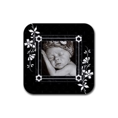 Black and White Square Rubber Coaster - Rubber Coaster (Square)