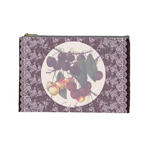 Cherry Jubilee Large Cosmetic Case By Leandra Jordan Front