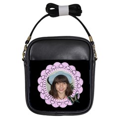 Black with Pink Lace Girls sling Bag Black with Pink Lace Girls sling Bag