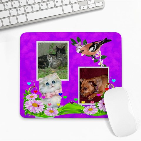 White Kitten Large Mouse Pad By Kimmy Front