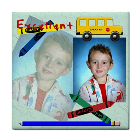 School Bus Tile Coaster By Chere s Creations Front