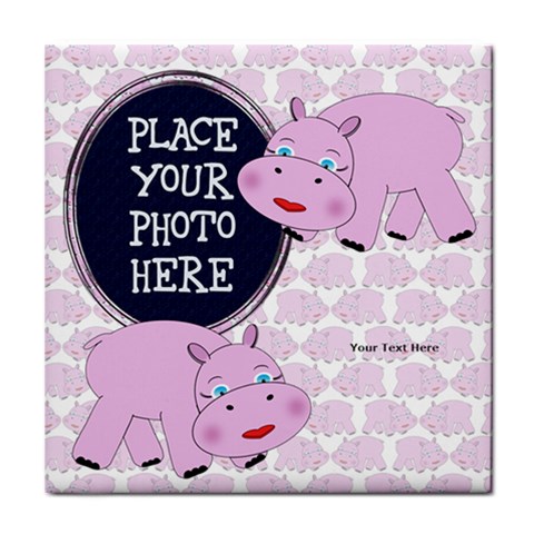 Pink Hippo Tile Coaster By Chere s Creations Front