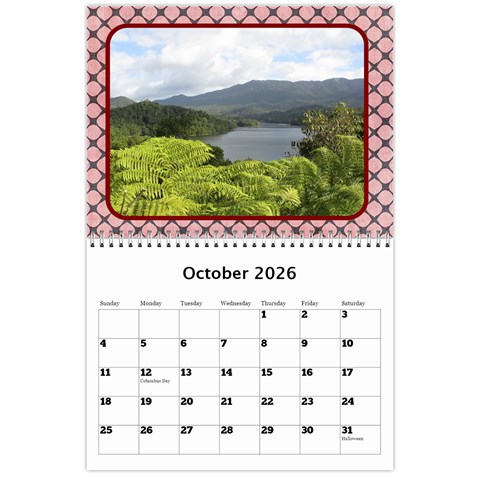 Shades Of Red Landscape Wall Calendar By Deborah Oct 2026