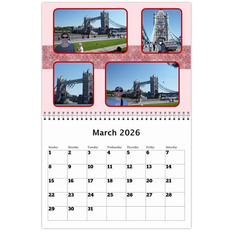 Shades Of Red Landscape Wall Calendar By Deborah Mar 2026