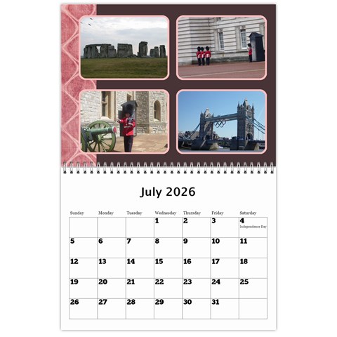 Shades Of Red Landscape Wall Calendar By Deborah Jul 2026