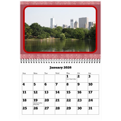 Shades Of Red (8,5x6) Any Year Wall Calendar By Deborah Jan 2026