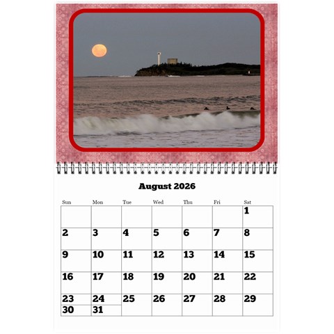 Shades Of Red (8,5x6) Any Year Wall Calendar By Deborah Aug 2026