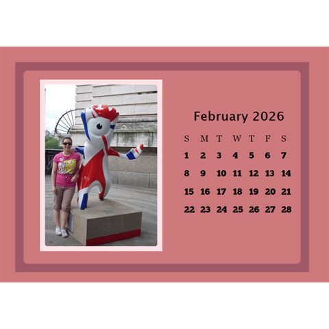 Shades Of Red Desktop Calendar (8 5x6) By Deborah Feb 2026