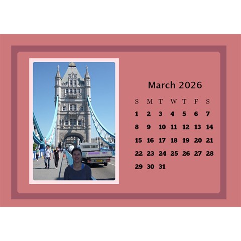 Shades Of Red Desktop Calendar (8 5x6) By Deborah Mar 2026