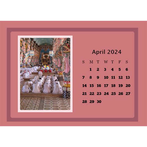 Shades Of Red Desktop Calendar (8 5x6) By Deborah Apr 2024