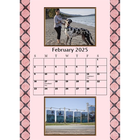 Tones Of Red Desktop Calendar By Deborah Feb 2024