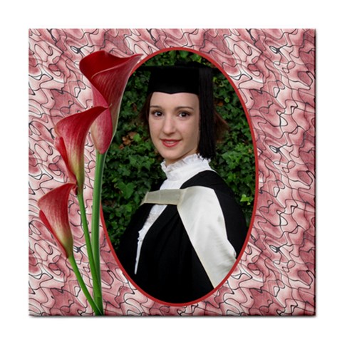 Shades Of Red Tile Coaster By Deborah Front