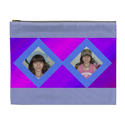 Purple And Pink Cosmetic Bag Large By Kim Blair Front