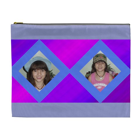 Purple And Pink Cosmetic Bag Large By Kim Blair Front