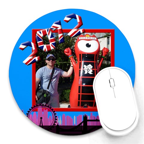 My London 2012 Round Mousepad By Deborah Front