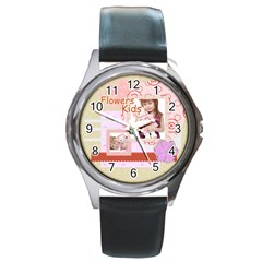 flower - Round Metal Watch