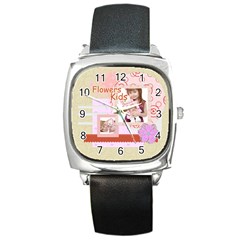 flower - Square Metal Watch