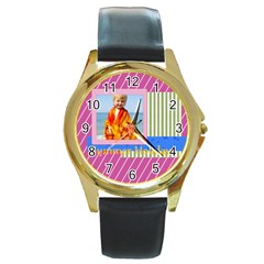 summer - Round Gold Metal Watch