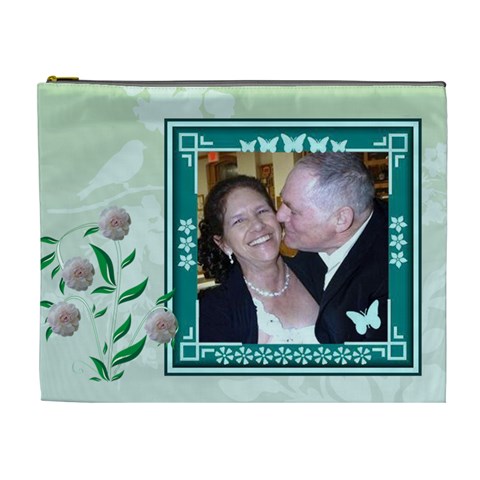 Green Butterfly Frame Cosmetic Bag (xl) By Kim Blair Front
