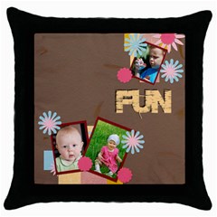 fun (5 styles) - Throw Pillow Case (Black)