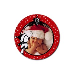 Red Christmas - Rubber coaster - Rubber Coaster (Round)