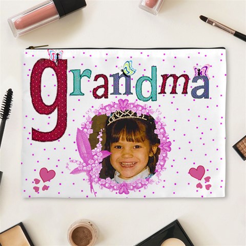 Grandma Pink Dots Cosmetic Bag (xl) By Kim Blair Front