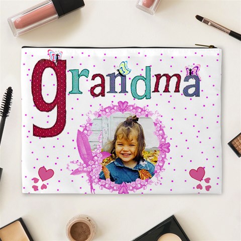 Grandma Pink Dots Cosmetic Bag (xl) By Kim Blair Back