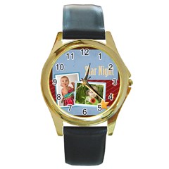 star night - Round Gold Metal Watch