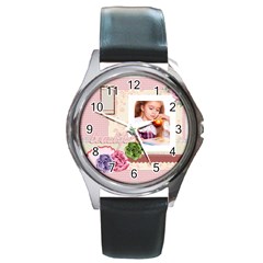 pink - Round Metal Watch