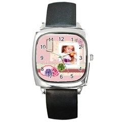 pink - Square Metal Watch